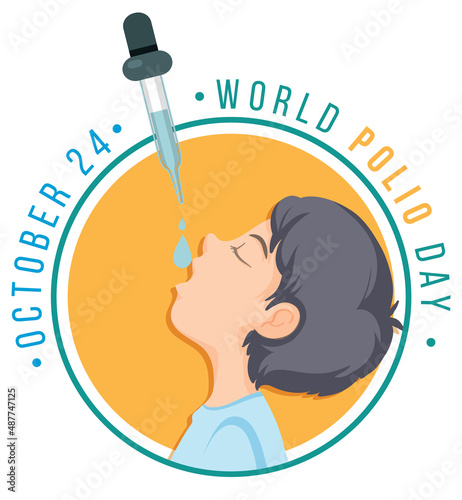 World Polio Day banner with a boy receiving oral polio vaccine