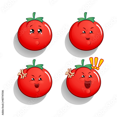 Εκτύπωση καμβά tomato emotikon of feeling sad, angry, very angry and screaming