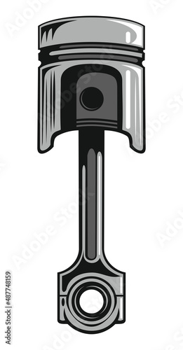 Engine piston realistic vector illustration, isolated on white background.