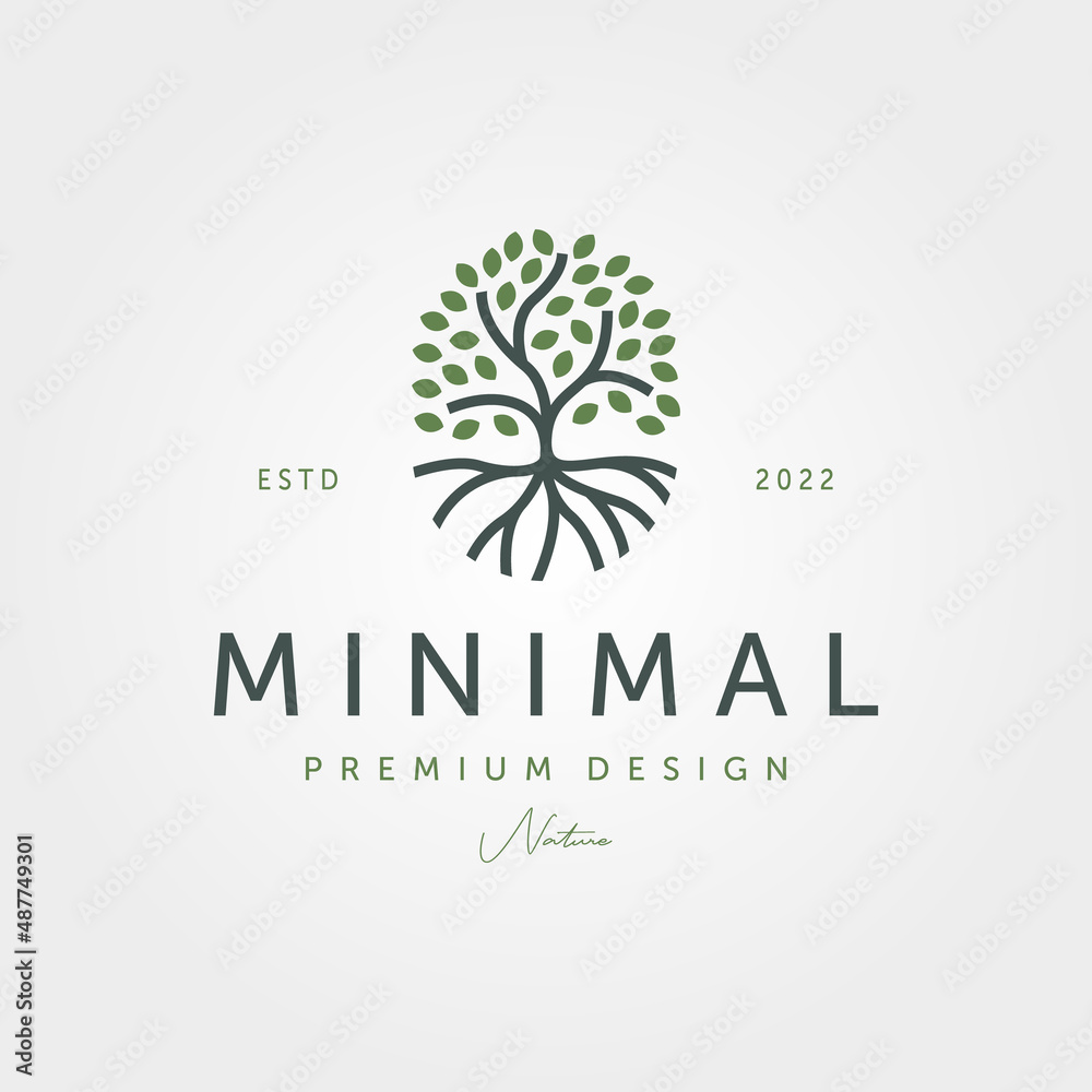 root of the tree minimal logo vector symbol illustration design, nature tree line art logo design root of the tree minimal logo vector symbol illustration design, nature tree line art logo design