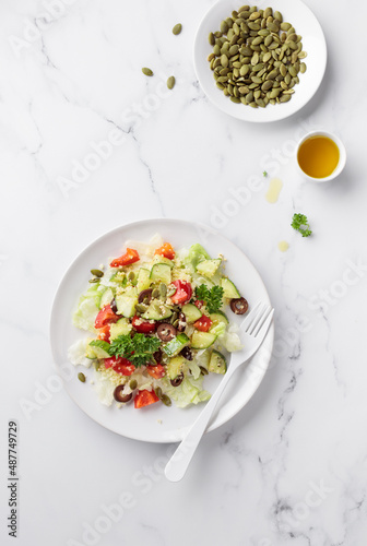 Vegetable Salad in a white plate