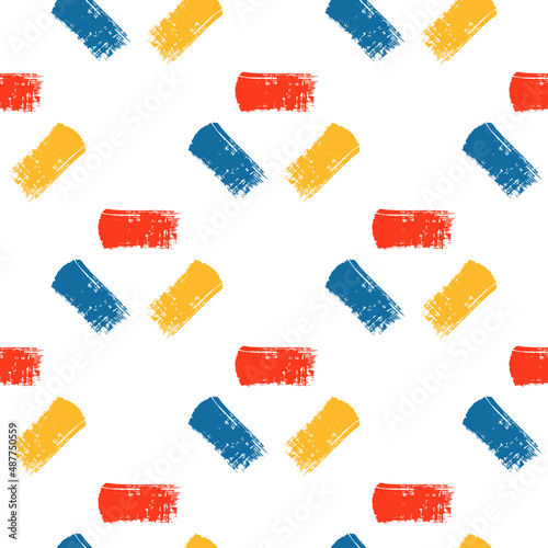 Hand drawn seamless pattern with lines. Colorful brush strokes vector background. 