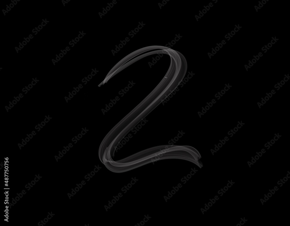 realistic 2 number shape of smoke spreading on dark background