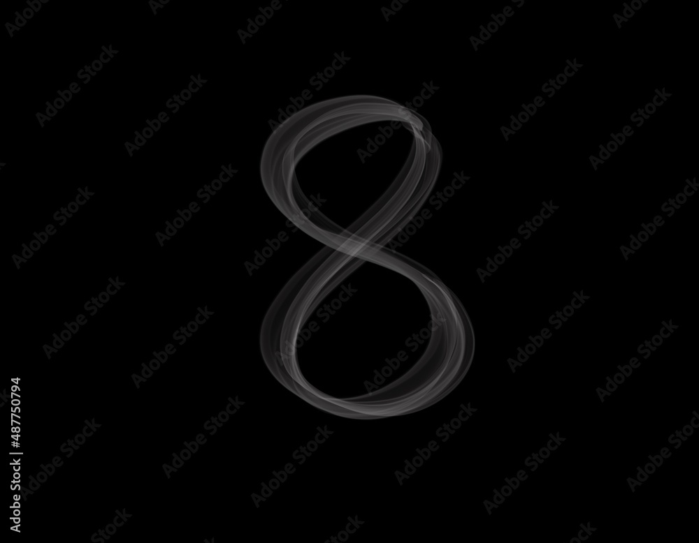 realistic 8 number shape of smoke spreading on dark background realistic 8 number shape of smoke spreading on dark background