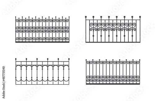 Photo Big Set of balcony railing and fence fencing from stainless steel, iron