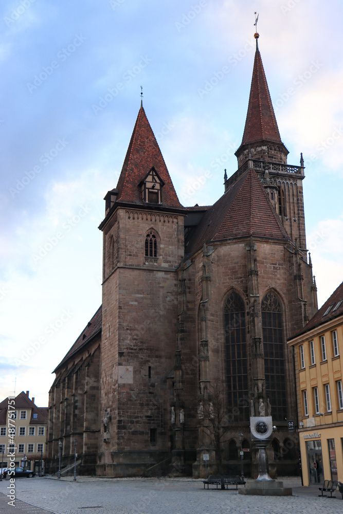Ansbach; Martin-Luther-Platz mit St.-Johannis-Kirche