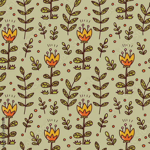 cute seamless pattern with plants