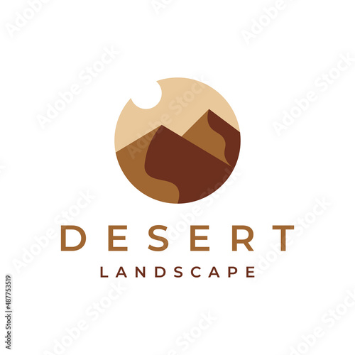 desert sun dunes illustration logo design