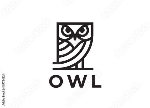 Modern owl logo. Bird line icon. Wisdom and knowledge animal symbol. Animal Brand identity design element. Vector illustration.