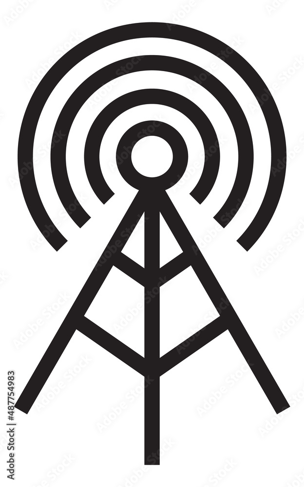 Signal tower icon. Wireless communication symbol. Cell transmission station Signal tower icon. Wireless communication symbol. Cell transmission station