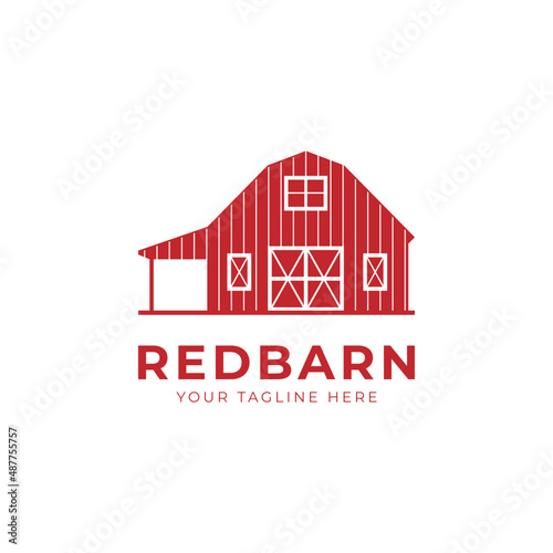 Red Barn Logo Template. Farm Vector Design. Building Illustration