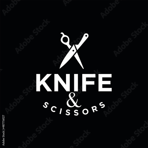knife and scissor vintage logo  template