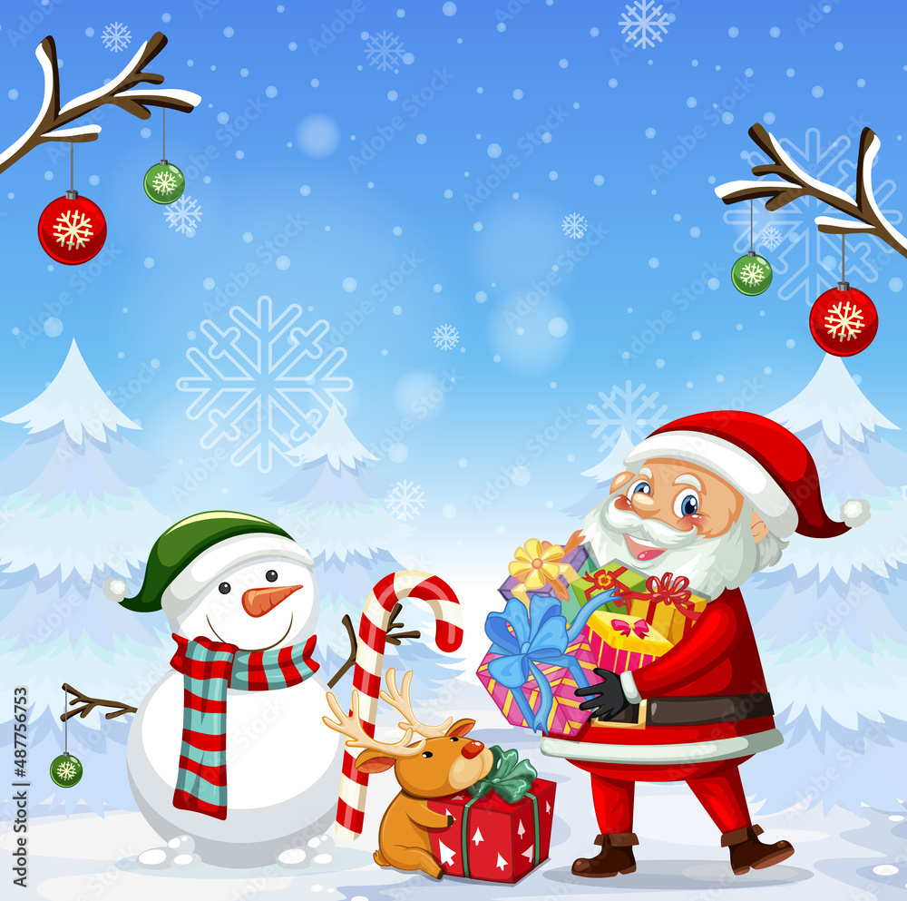 Christmas banner template with Santa Claus and snowman Christmas banner template with Santa Claus and snowman