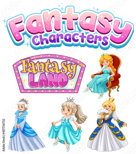 Set of fairy tale cartoon characters