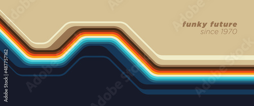 Abstract 1970's background design in retro style with stripes. Vector illustration.