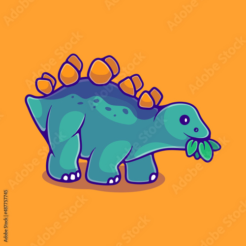 cute stegosaurus dinosaur illustration suitable for mascot sticker and t-shirt design