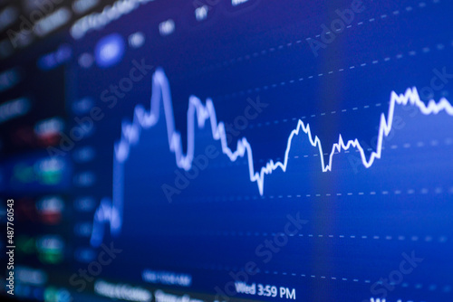 Grow Stock market trading graph in graphic concept.financial investment or economic trends business design. Abstract finance background.Low angle shot.