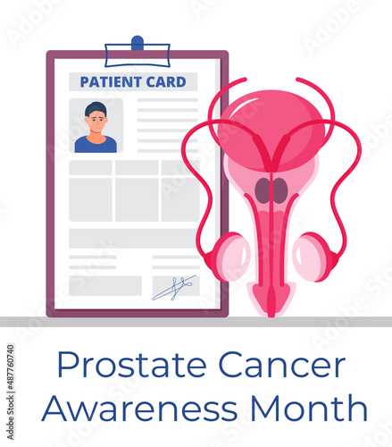 Prostate cancer awareness month concept vector. Medical event of andrology is celebrated in March. Ovary, testis, adrenal gland are shown.
