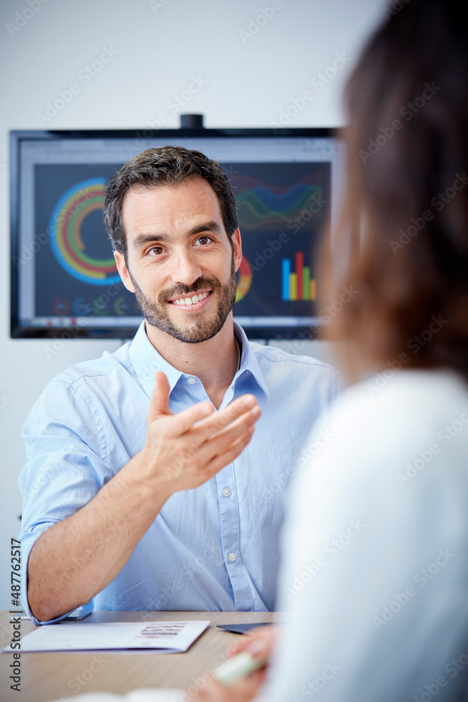 Fototapeta premium Businessman having a meeting in the office