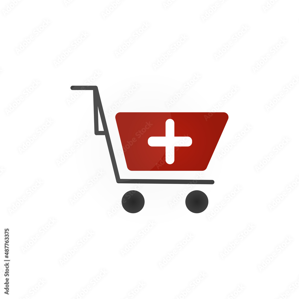 shopping cart icon with medicine, vector illustration shopping cart icon with medicine, vector illustration