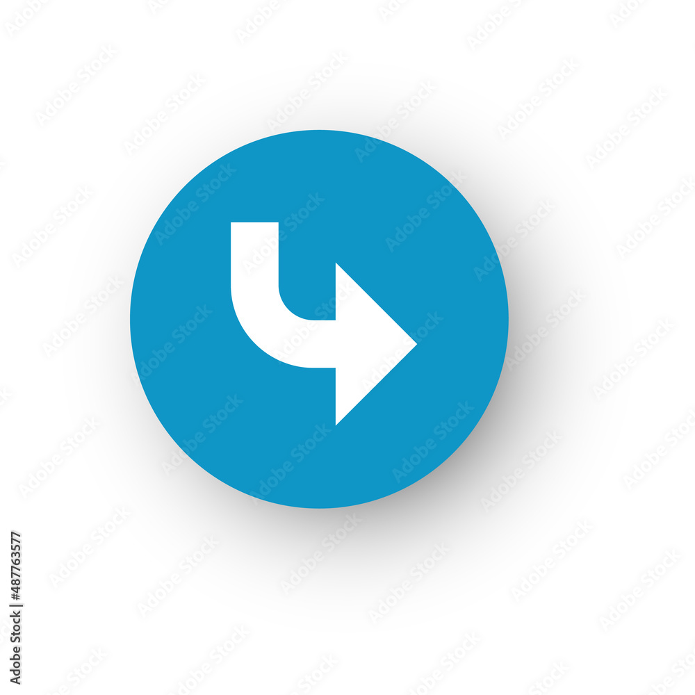 Blue round button with arrow pointing right. Return sign Blue round button with arrow pointing right. Return sign