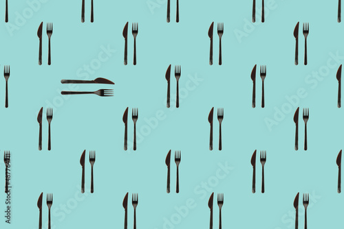 background with cutlery set