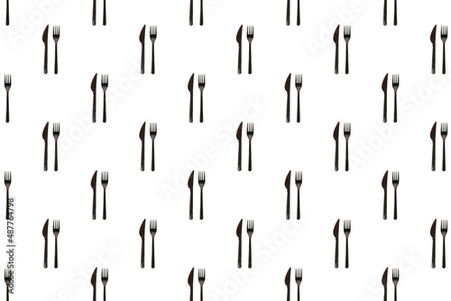 seamless background with plastic fork and knife