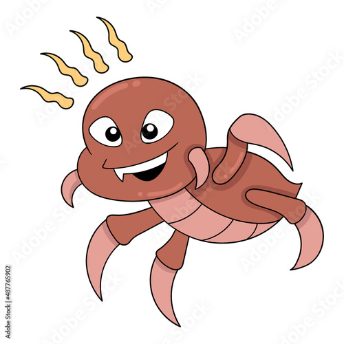 spider walking smiling face, doodle icon image kawaii