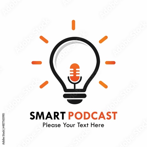Smart podcast logo template illustration