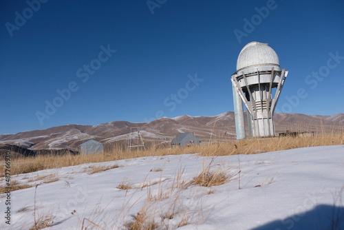 Almaty, Kazakhstan - 10.30.2020 : Tien Shan Astronomical Observatory. The building of the space and solar stations.