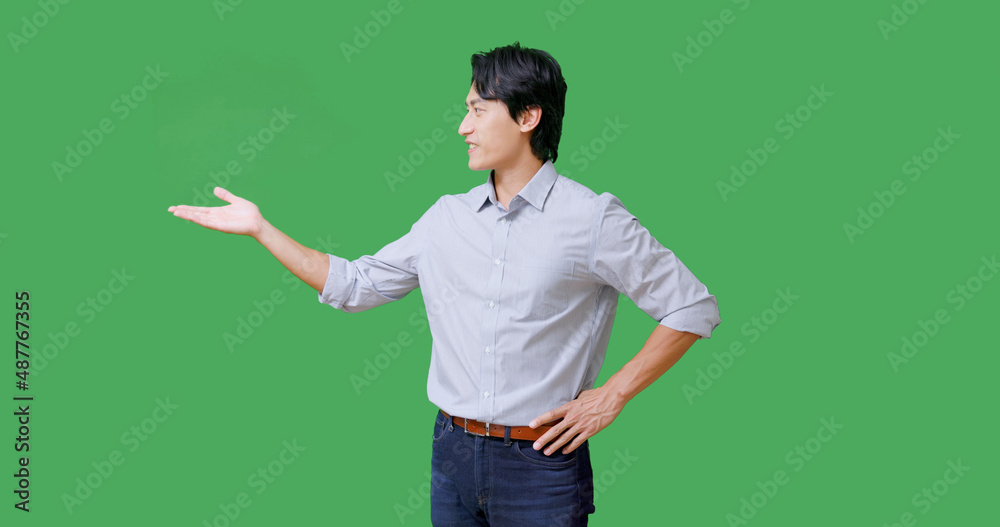 businessman with green background