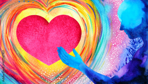 Photography red heart love mind mental flying healing in universe spiritual soul abstract he