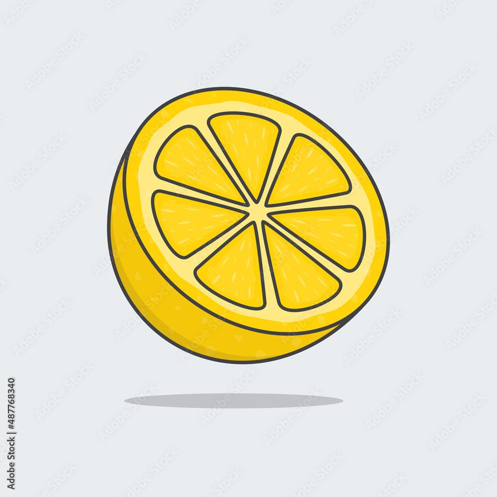Half Of Fresh Lemon Cartoon Vector Illustration. Lemon Flat Icon Outline Half Of Fresh Lemon Cartoon Vector Illustration. Lemon Flat Icon Outline