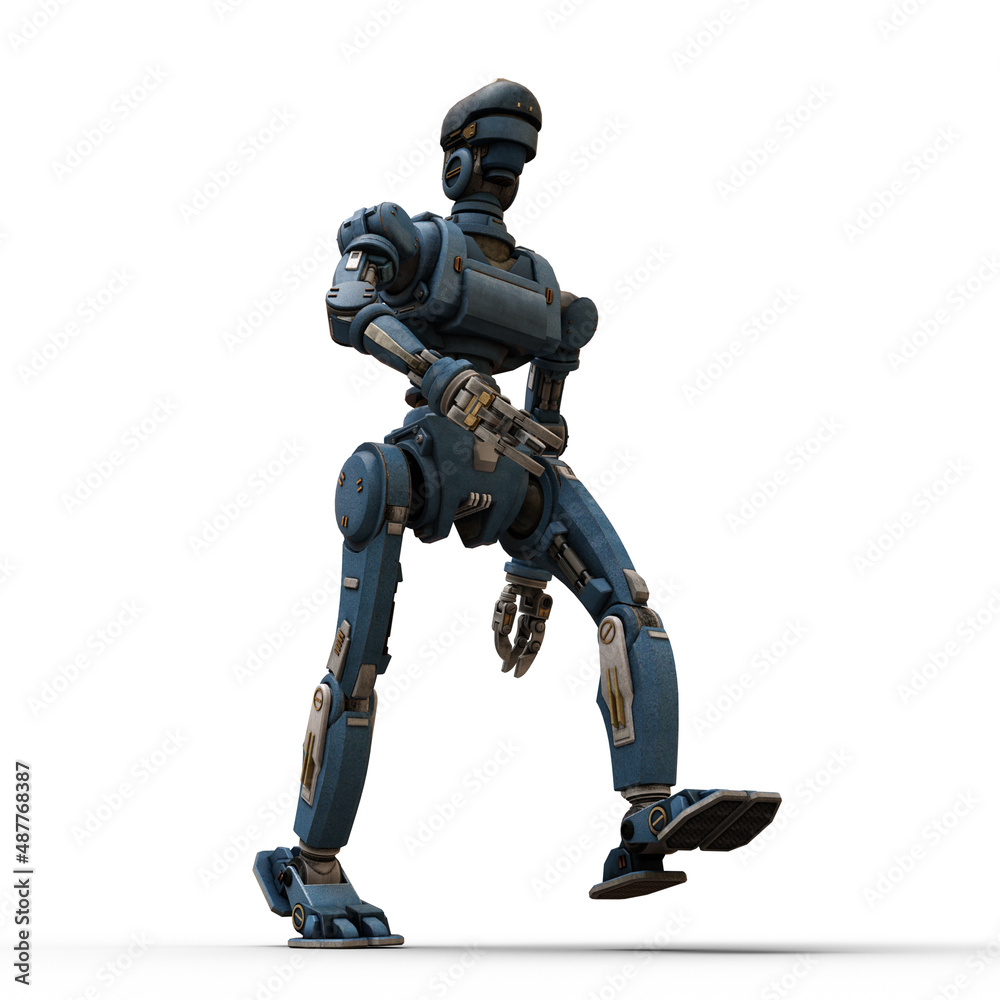 3D-illustration of giant sci-fi robot over white 3D-illustration of giant sci-fi robot over white