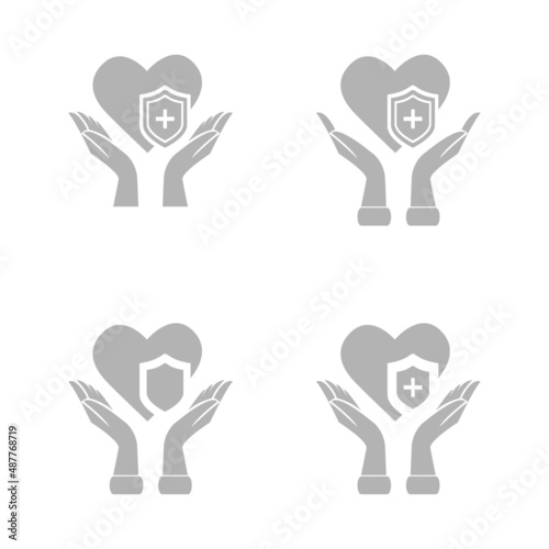 health protection icon, hands holding heart, vector illustration
