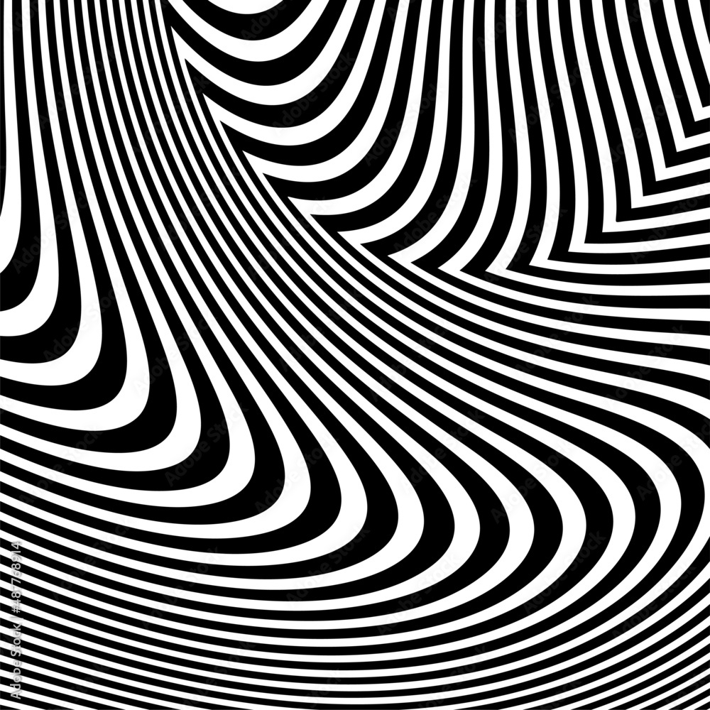 custom made wallpaper toronto digitalAbstract pattern of wavy stripes or rippled 3D relief black and white lines background. Vector twisted curved stripe modern trendy.Abstract seamless Pattern for Printed Design Tshirt Pillow.