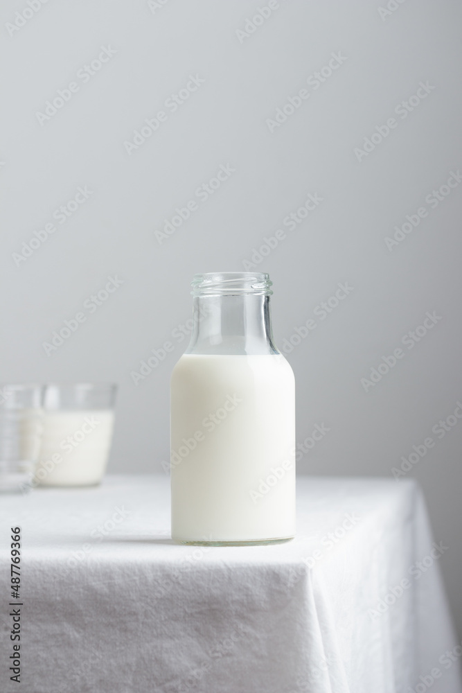 Fresh Milk on the table with white tablecloth Fresh Milk on the table with white tablecloth