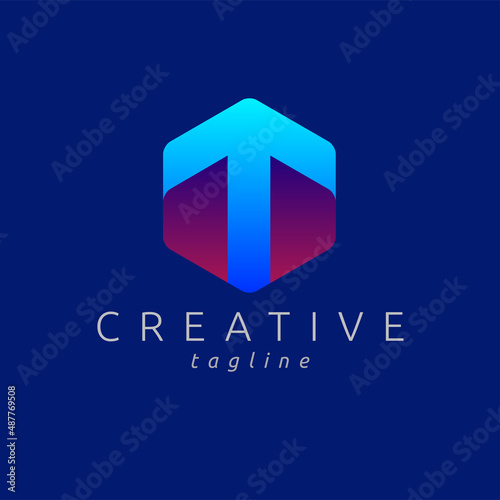 Arrow up logo with modern gradient color premium vector