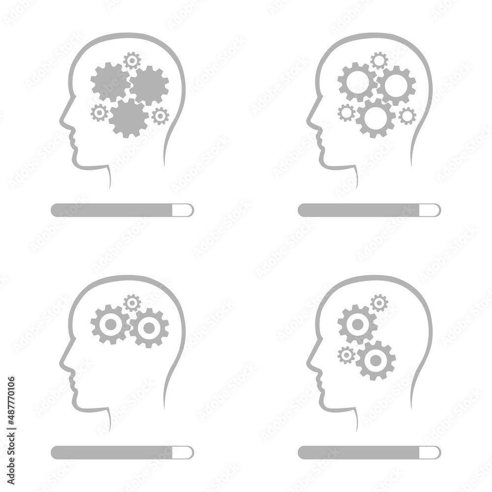 head icon with gears on a white background, concept of thought and reflection process, vector illustration head icon with gears on a white background, concept of thought and reflection process, vector illustration