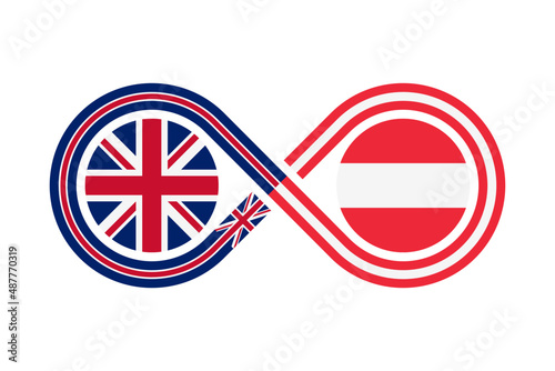 unity concept. english and austrian language translation icon. vector illustration isolated on white background