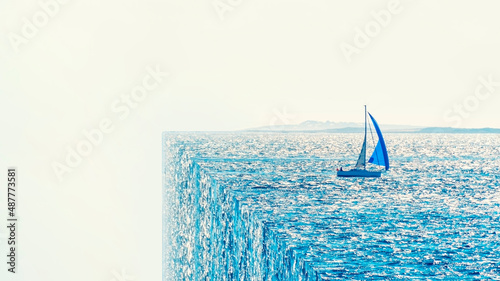 Illustration of the flat earth theory - The end of the world