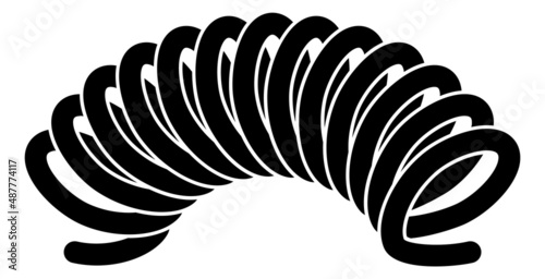Jumping coil. Black metal helix of flexible spring