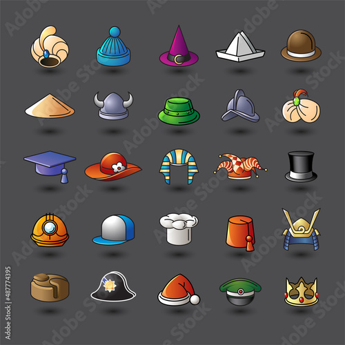 hats icon set 