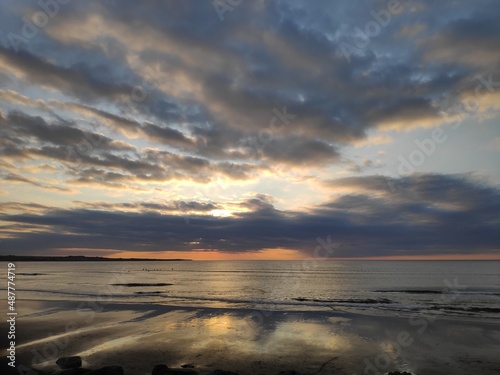 Sunset on Strandhill beach in County Sligo in Ireland.