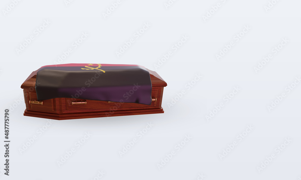 3d coffin Angola flag rendering left view 3d coffin Angola flag rendering left view