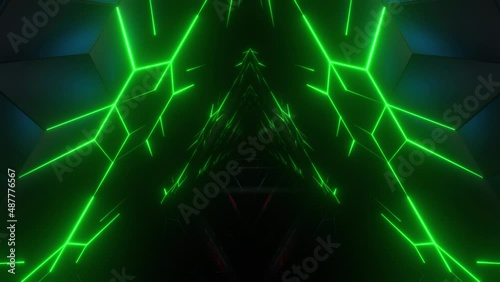 4K Colored Abstract Neon Triangular Tunnel