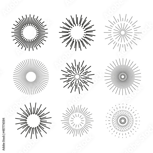 sun linear vector illustration set 