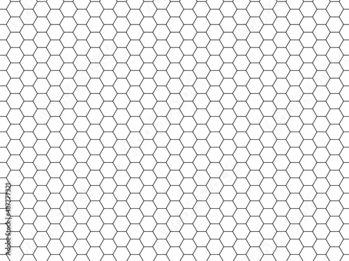 Black outlined hexagon shapes, honeycomb pattern, texture, transparent background. Easy to recolor lines. Texture for presentation, montage, overlay, scrapbooking or banners. Vector illustration.