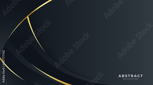 Abstract black background and .golden lines element combination. .luxury background design. Vector illustration.