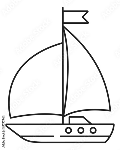 Ship icon. Sailing boat in outline style. Marine symbol
